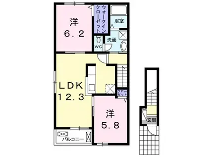 エスポワールU(2LDK/2階)の間取り写真
