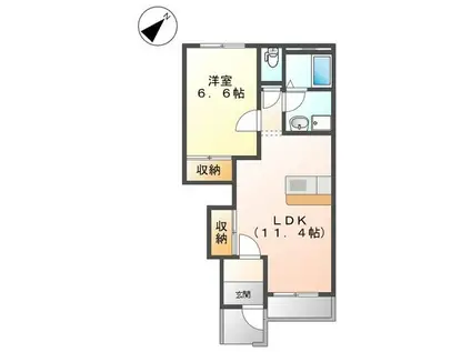 クイーンズコートI(1LDK/1階)の間取り写真