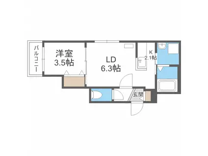 RAFIO N26(1LDK/2階)の間取り写真