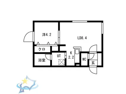 ハイヒルズ(1LDK/3階)の間取り写真