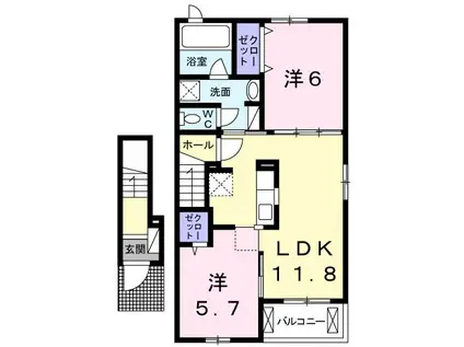 スプレンドーレ(2LDK/2階)の間取り写真