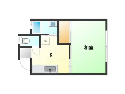 ハウス金子(1K/2階)の間取り写真