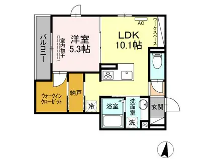 ラルーチェ D棟(1LDK/3階)の間取り写真