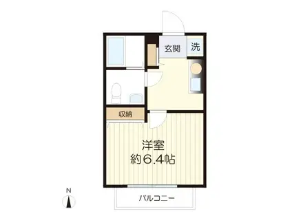 カワノイハイツ(1K/2階)の間取り写真