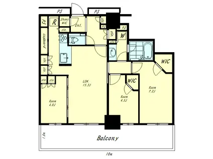パークタワー西新宿エムズポート(3SLDK/25階)の間取り写真