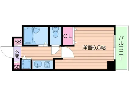 カーサ山城(1K/3階)の間取り写真