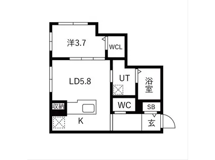 MAISON RIEL 東区役所前(1LDK/4階)の間取り写真