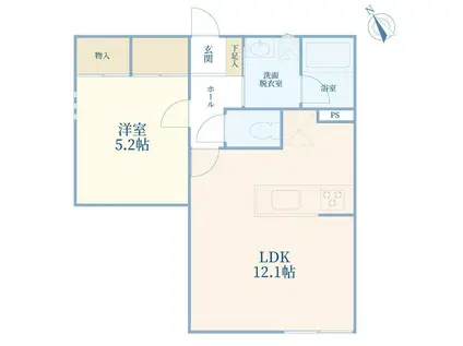 BEAR FRUITS長津田(1LDK/1階)の間取り写真