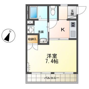 ルミエール シャトー(1K/2階)の間取り写真