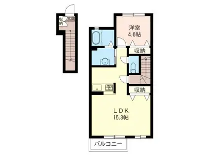 フルールV(1LDK/2階)の間取り写真