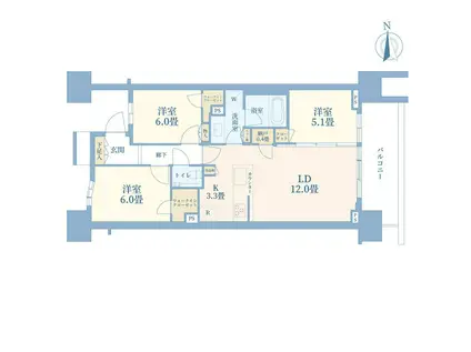 シティタワー品川パークフロント(3LDK/6階)の間取り写真
