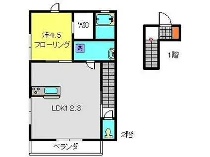 TS.横浜(1LDK/2階)の間取り写真