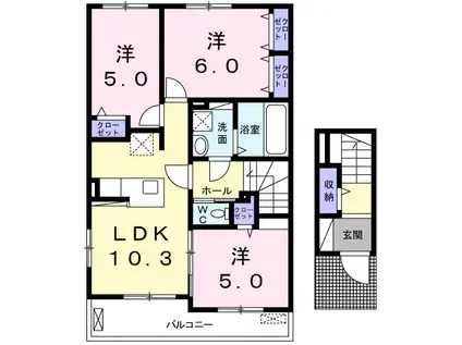 アンジュの家II(3LDK/2階)の間取り写真