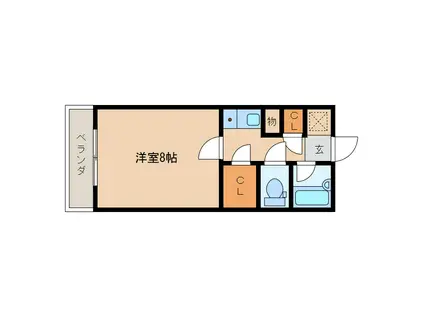 ベルトピア宮崎10(1K/1階)の間取り写真