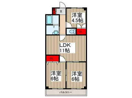 メゾントミタ(3LDK/2階)の間取り写真