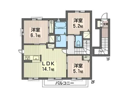 シャーメゾンフルール A(3LDK/2階)の間取り写真