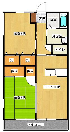 サンシャイン(2LDK/2階)の間取り写真