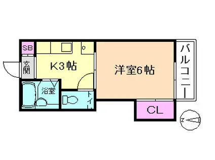 クレスト荘園(1K/1階)の間取り写真