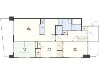 ビバシティ浜の町トラディシオン(3LDK/13階)の間取り写真