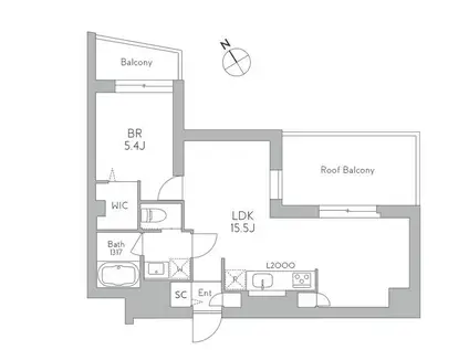 J.リヴェール武蔵小山ウエスト(1LDK/5階)の間取り写真