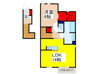 グランシャリオ A棟(1LDK/2階)の間取り写真