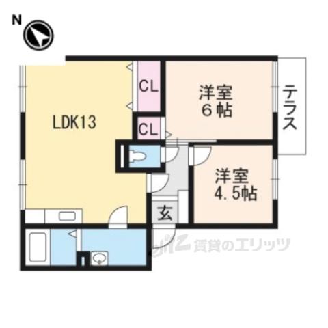 ベルヴェデールIMAI1(2LDK/2階)の間取り写真