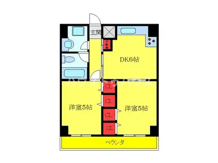 ブランシェ十条(2DK/5階)の間取り写真