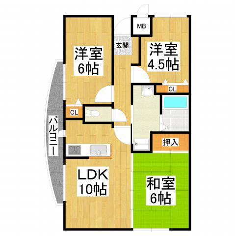 サンコート千代田(3LDK/1階)の間取り写真
