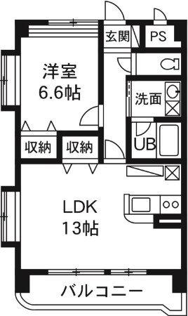 マンションエスポワール(1LDK/4階)の間取り写真