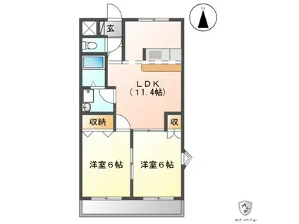 サンフィット・コール(2LDK/2階)の間取り写真