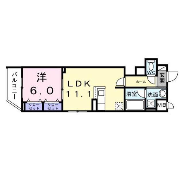 スカイノッツ北赤羽(1LDK/2階)の間取り写真