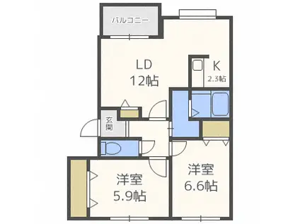 グランデール弐番館(2LDK/1階)の間取り写真