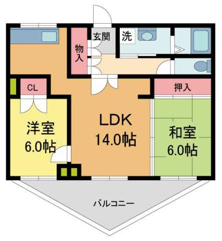 松永マンション(2LDK/1階)の間取り写真
