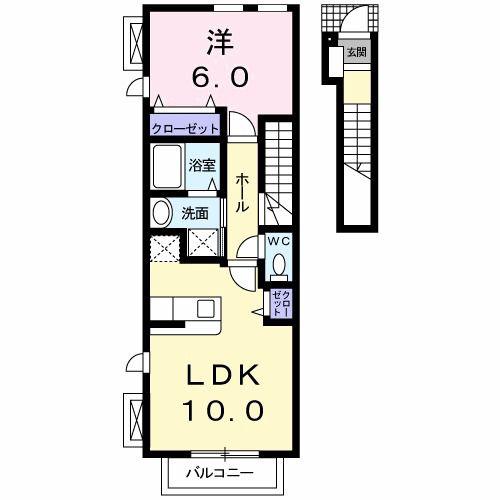 グランツ(1LDK/2階)の間取り写真