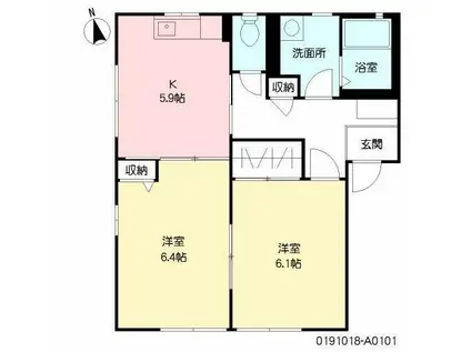 シャーファミールK (2K/2階)の間取り写真