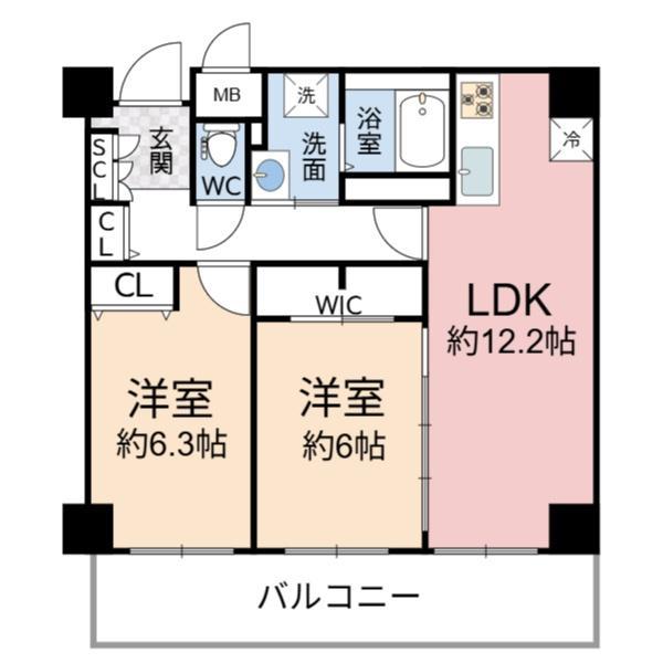 レジディア西天満(2LDK/8階)の間取り写真