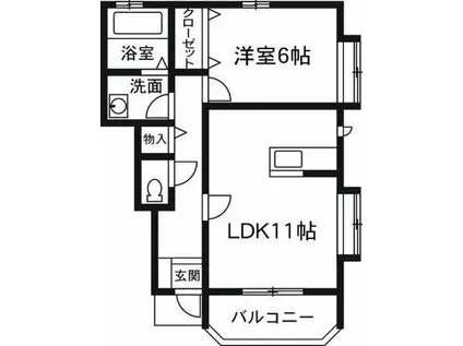 サウスアヴェニュー(1LDK/1階)の間取り写真