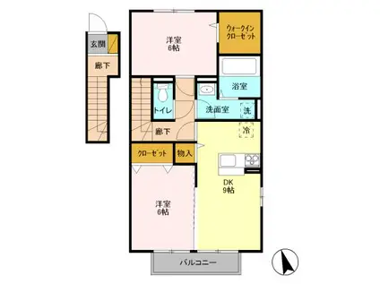 グランドステージ久保台(2DK/2階)の間取り写真