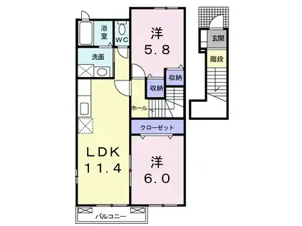 イート ハ-ブ (2LDK/2階)の間取り写真