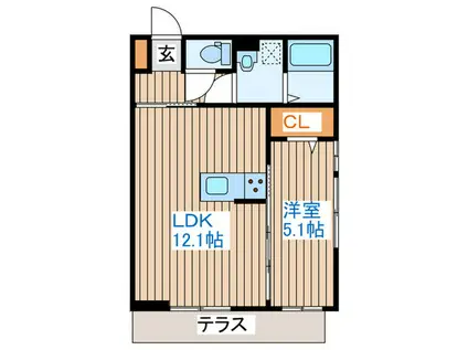 D-ROOM二軒茶屋TMT(1LDK/1階)の間取り写真