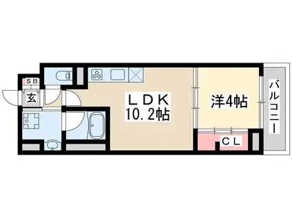 ラカーサ江坂(1LDK/5階)の間取り写真
