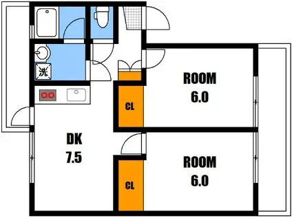 アポイントビル戸坂(2DK/4階)の間取り写真
