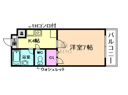 メゾンウッディII(1K/1階)の間取り写真