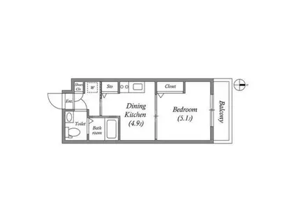 GRANPASEO舎人(1DK/1階)の間取り写真