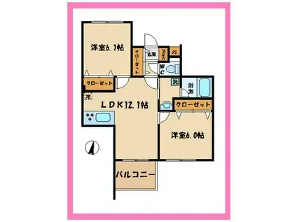 アートヒルズよみうりランド(2LDK/1階)の間取り写真