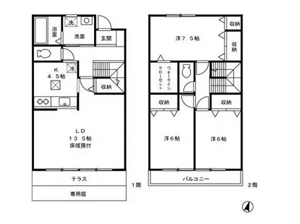 プレジオ(3LDK/1階)の間取り写真