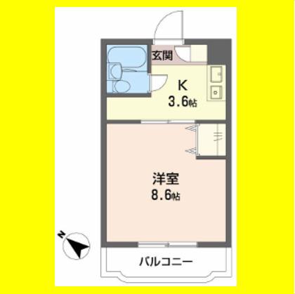 セイントフローレンスII(1K/2階)の間取り写真