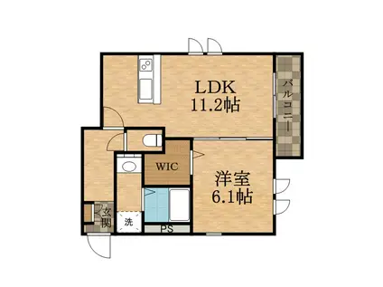 ヘーベルメゾン逆瀬川(1LDK/2階)の間取り写真