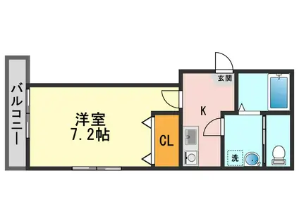 アスパイアI(1K/2階)の間取り写真