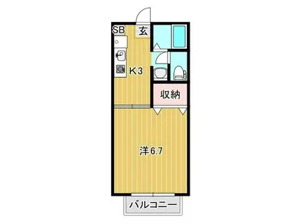 フレグランス宮原(1K/1階)の間取り写真